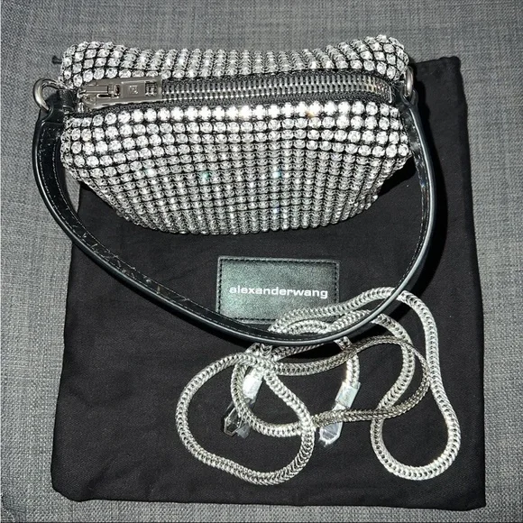 Alexander Wang heiress pouch in rhinestone mesh handbag silver AUTHENTIC - Picture 3 of 13